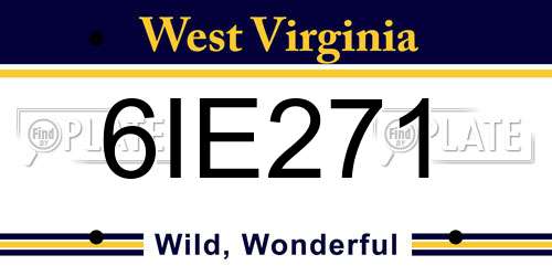 6IE271 West Virginia License Plate