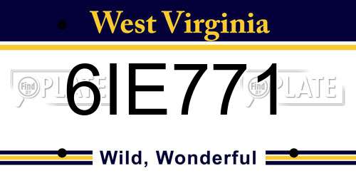 6IE771 West Virginia License Plate