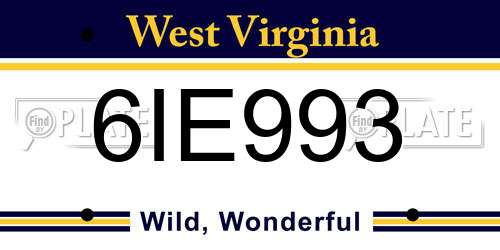 6IE993 West Virginia License Plate