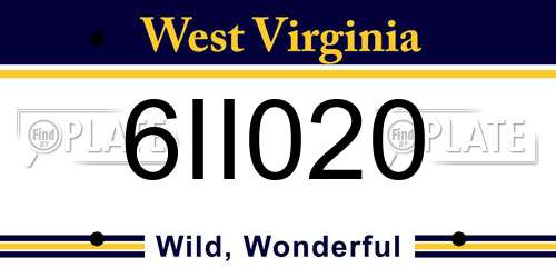 6II020 West Virginia License Plate