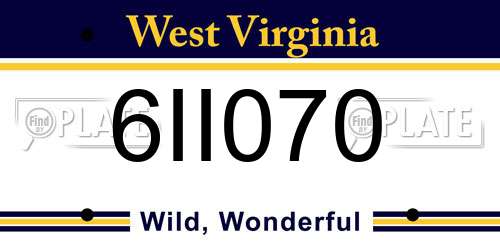 6II070 West Virginia License Plate