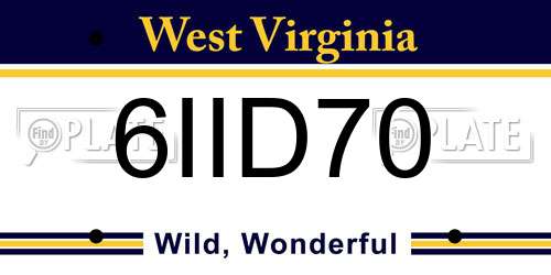 6IID70 West Virginia License Plate