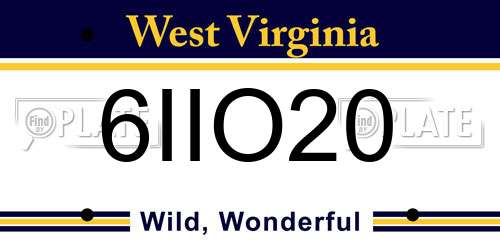 6IIO20 West Virginia License Plate