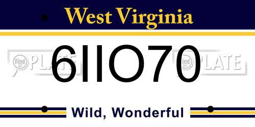 6IIO70 West Virginia License Plate