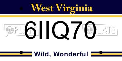 6IIQ70 West Virginia License Plate