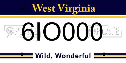 6IO000 West Virginia License Plate