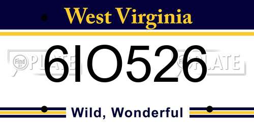 6IO526 West Virginia License Plate