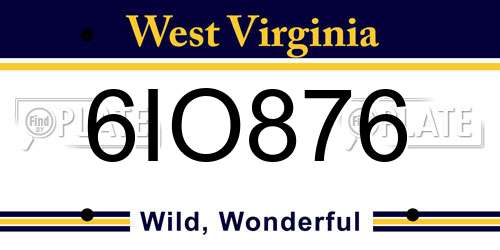 6IO876 West Virginia License Plate
