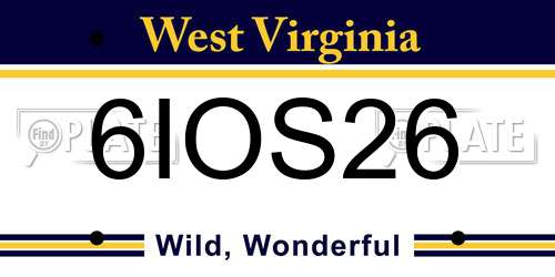 6IOS26 West Virginia License Plate