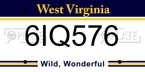 6IQ576 West Virginia License Plate