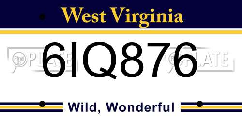 6IQ876 West Virginia License Plate