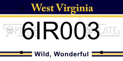 6IR003 West Virginia License Plate