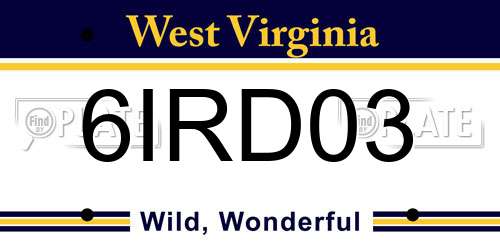 6IRD03 West Virginia License Plate