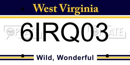 6IRQ03 West Virginia License Plate