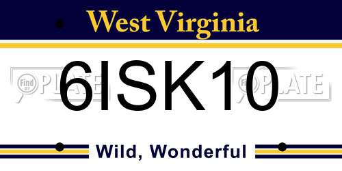 6ISK10 West Virginia License Plate