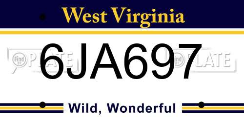 6JA697 West Virginia License Plate