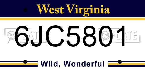 6JC5801 West Virginia License Plate