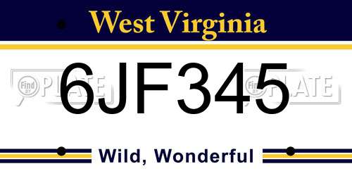 6JF345 West Virginia License Plate