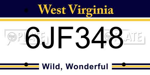 6JF348 West Virginia License Plate