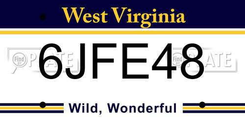 6JFE48 West Virginia License Plate