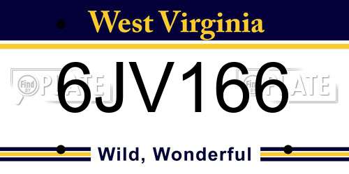 6JV166 West Virginia License Plate