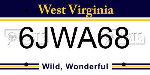 6JWA68 West Virginia License Plate