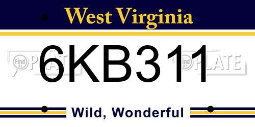 6KB311 West Virginia License Plate