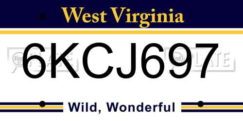 6KCJ697 West Virginia License Plate