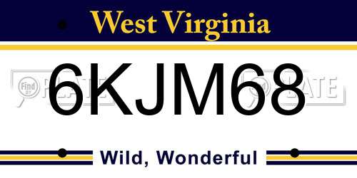 6KJM68 West Virginia License Plate