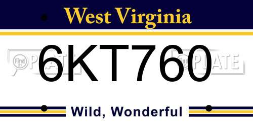6KT760 West Virginia License Plate