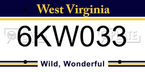 6KW033 West Virginia License Plate