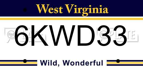 6KWD33 West Virginia License Plate