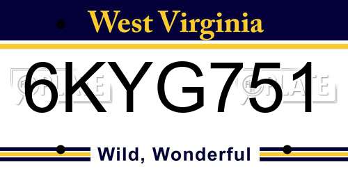 6KYG751 West Virginia License Plate