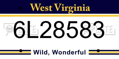 6L28583 West Virginia License Plate