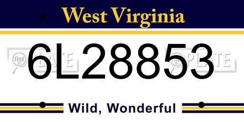6L28853 West Virginia License Plate