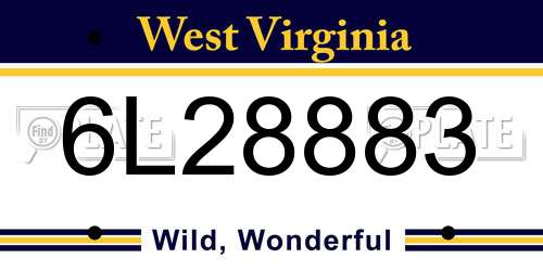 6L28883 West Virginia License Plate