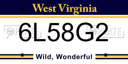 6L58G2 West Virginia License Plate