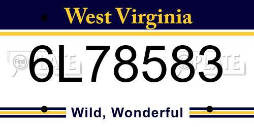 6L78583 West Virginia License Plate