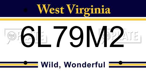 6L79M2 West Virginia License Plate