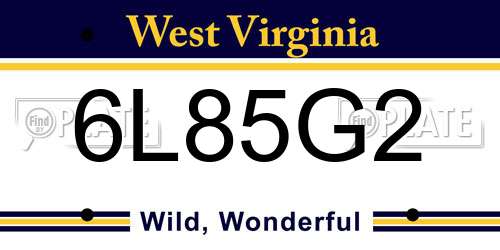 6L85G2 West Virginia License Plate