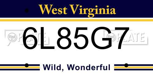 6L85G7 West Virginia License Plate