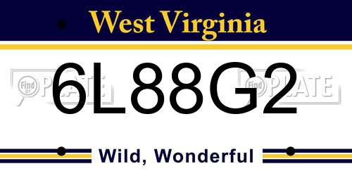 6L88G2 West Virginia License Plate