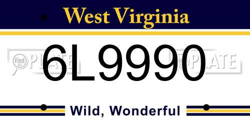 6L9990 West Virginia License Plate