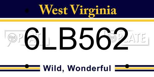 6LB562 West Virginia License Plate
