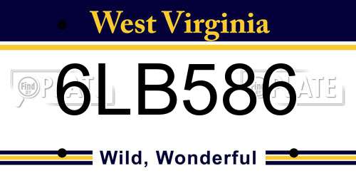 6LB586 West Virginia License Plate