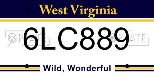 6LC889 West Virginia License Plate