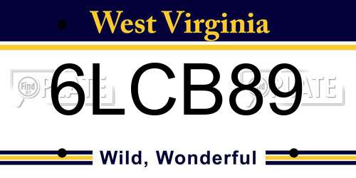 6LCB89 West Virginia License Plate