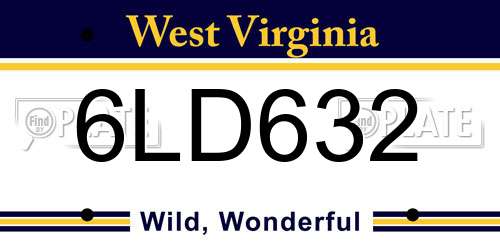 6LD632 West Virginia License Plate