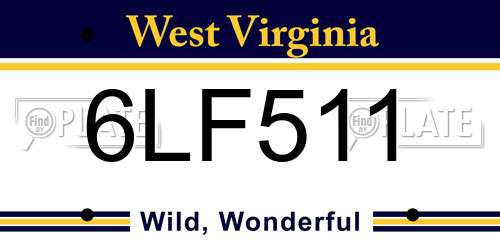 6LF511 West Virginia License Plate
