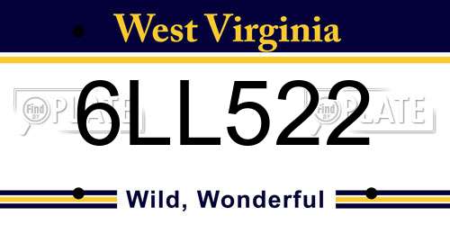 6LL522 West Virginia License Plate